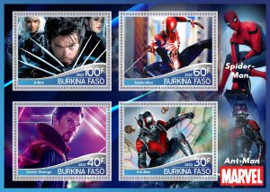 Stamps.Cinema. Marvel  2022 year 1+1 sheets perf Burkino Faso