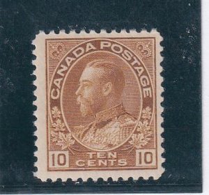 CANADA # 118b MNH KGV 10cts YELLOW/BROWN DRY PRINTING CAT VALUE $165