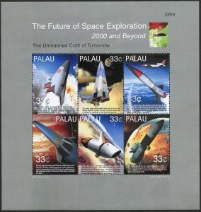 Palau 548 af,549-552 sheets, MNH. Future of Space Exploration, 2000.