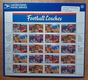 United States #3146a 32c Football Coaches MNH pane of 20 plate #P22222 (1997)