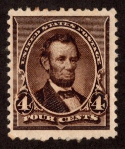 KAPPYSstamp US REGULAR ISSUE 1890-3 SCOTT 222 $.04 LINCOLN BRN MLH CV $90 VT35