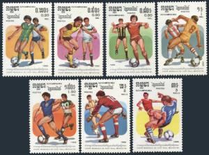 Cambodia 645-651,652,MNH.Michel 722-728,Bl47. World Soccer Cup Mexico-1986.