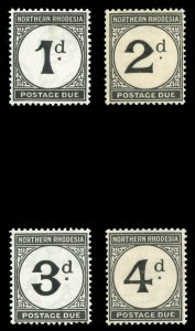 Northern Rhodesia 1929 KGV Postage Due set complete MNH. SG D1-D4. Sc J1-J4.