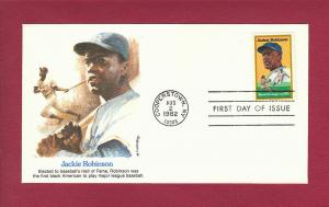 1982 20c JACKIE ROBINSON, Baseball #2016, FDC, Fleetwood