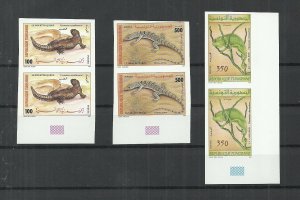 1997- Tunisia- Imperforated pair- Reptiles - Mastigure - Varan - Chameleon-MNH** 