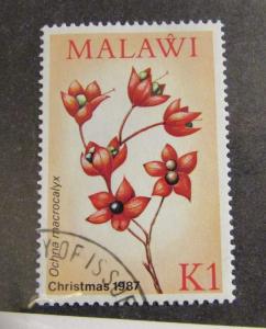 MALAWI  Sc #509 Θ used postage stamp, flowers , Fine +