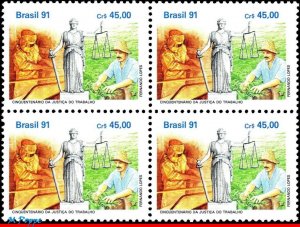 2324 BRAZIL 1991 LABOR LAWS, 50th ANNIV., JUSTICE, MI# 2424, BLOCK MNH