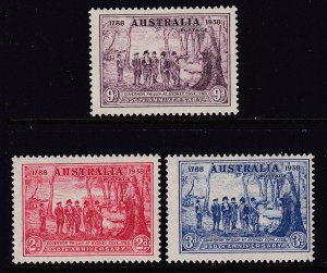 Sc 163 / 165 Australia 1937 150 Anniversary NSW complete MNH set CV $34. Stk #1