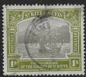 ST.KITTS-NEVIS SG55 1923 1/= BLACK & SAGE-GREEN USED 