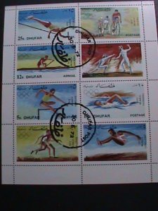 ​DHUFAR- 1972   OLYMPIC GAMES MUNICH'72 CTO- SHEET WITH FIRST DAY CANCEL