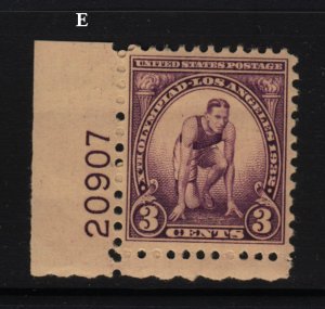 1932 Olympic Games 3c Sc 718 plate number single MNH Hebert CV $6.65 (E
