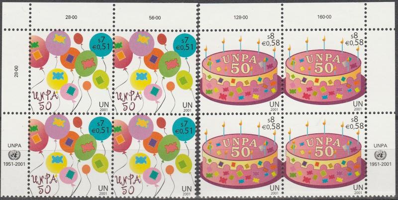 United Nations Vienna #294-5   MNH Inscription Blocks  CV $8.50   (A6994)