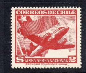 Chile 1920s-30s Airmail Early Issue Fine Mint Hinged Shade $2. NW-13503