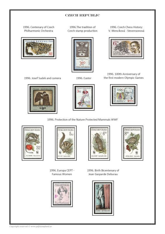 Czech Republic Czechia 1993-2023 PDF (DIGITAL) STAMP ALBUM PAGES