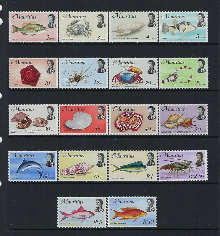 MAURITIUS SCOTT #339-356 1969 QEII PICTORIALS- MINT NEVER HINGED