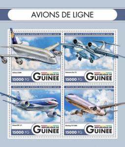 GUINEA 2016 SHEET AIRLINERS AVIATION