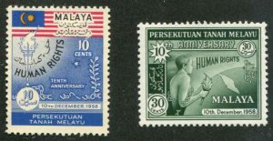 Federation of Malaya SC# 89-90 Human Rights Anniv. set MH