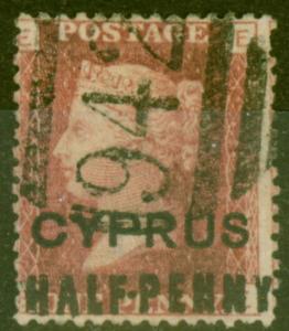 Cyprus 1881 1/2d on 1d Red SG7 Pl 220 Fine Used 
