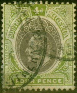 Southern Nigeria 1907 4d Grey-Black & Pale Olive-Green SG26ab Die B Fine Used