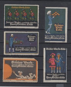 Group of 5 German Advertising Stamps - Trüller Bakery, Celle