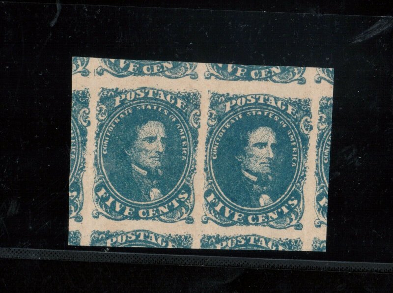 USA Confederate States #4a Mint Superb Never Hinged Pair Graded 100J Certificate