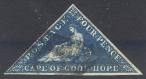 Cape of Good Hope 1864 4d Deep Blue DLR Scott 13 SG 19 VFU Cat $90