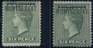 MONTSERRAT #2, 6p green in shades, og, LH, VF, Scott $150.00