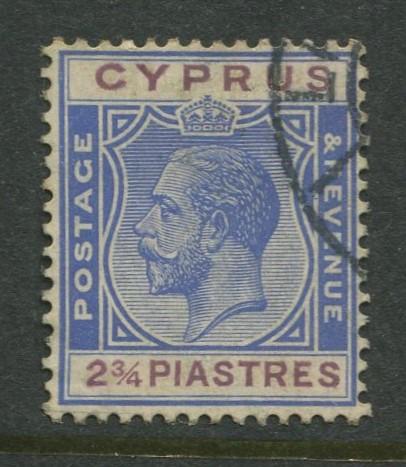 Cyprus - Scott 100 - KGV Definitive Issue -1924 - Used - Single 2.3/4pi Stamp