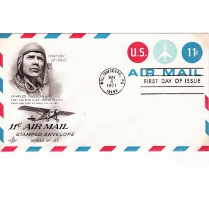 USA 1971 Sc UC43 FDC Airmail Lindbergh First Day Cover Artcraft Cachet