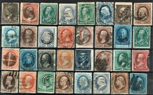 [0838] 1870-90 Selection of 32 stamps used « Bank note issue »