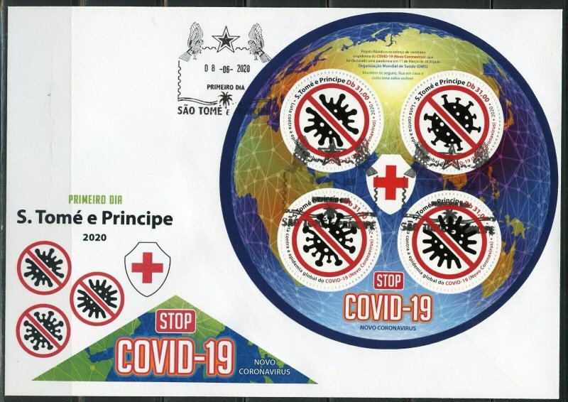 SAO TOME 2020 VIRUS PANDEMIC SHEET FIRST DAY COVER