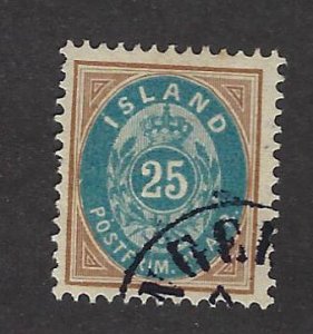 Iceland  SC#29 Used F-VF SCV$37.50...Very Nice!