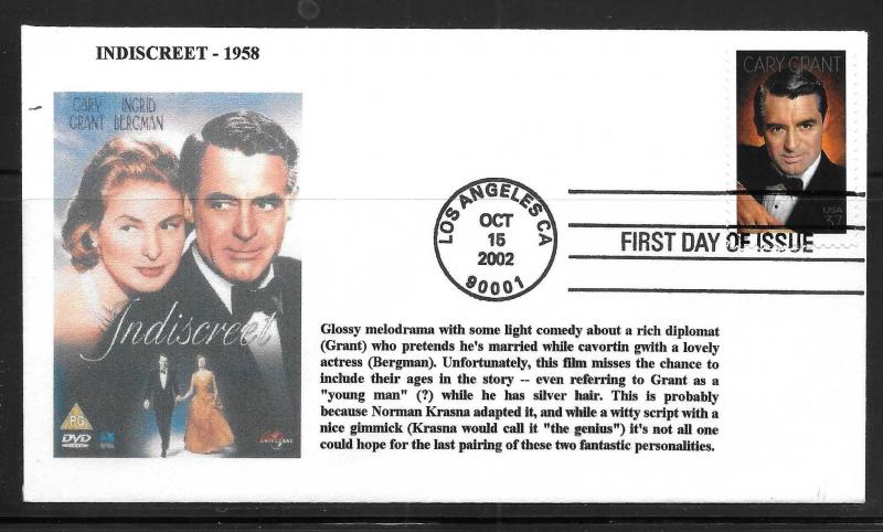 United States 3692 Cary Grant Indiscreet Cachet FDC (CG8)