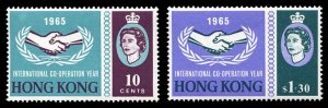 Hong Kong #223-224 Cat$25, 1965 International Cooperation Year, set of two, n...