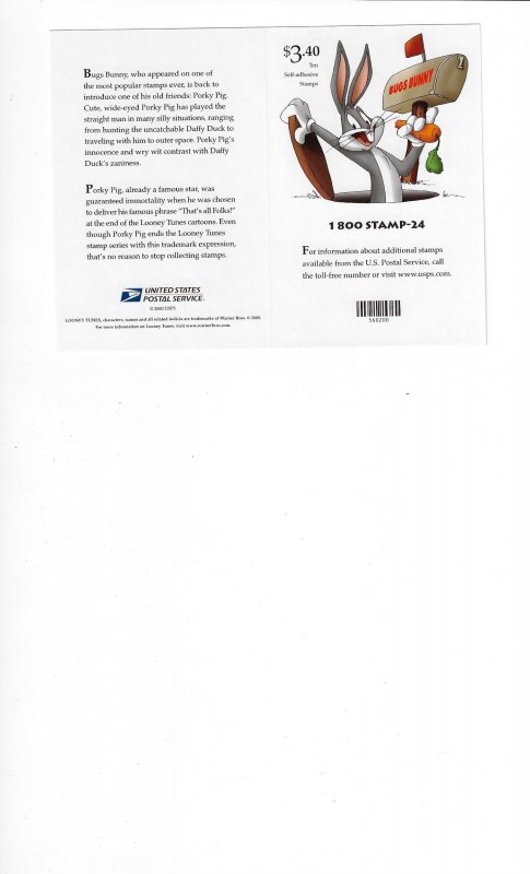 US Stamps/Sheets/Postage Scott #3534 Porky Pig MNH F-VF OG FV $3.40