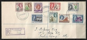 UK GB SOUTH RHODESIA 1953 REGISTERED SALSBURY FRANKED 9 QUEEN ELIZABETH ISSUE TO