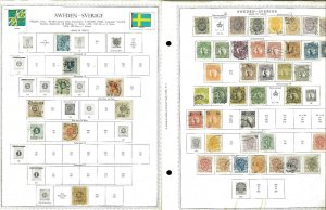 Sweden 1858-early 1990's Used Hinged ona Mix of Remaindered Pages