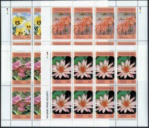 Tanzania 315-318 sheets, MNH. Michel 324-327. Indigenous Flowers 1986.