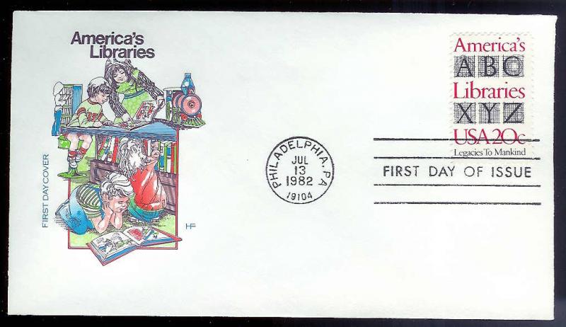 UNITED STATES FDC 20c American Libraries 1982 Farnam