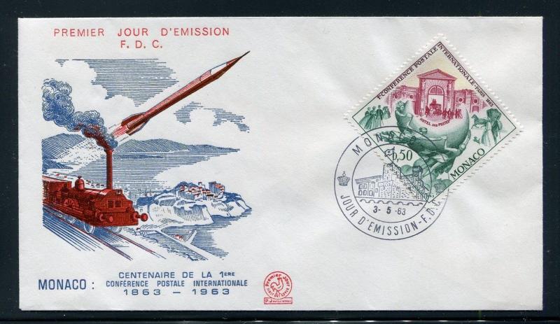 Monaco FDC UPU 1st Postal Conference in Paris 1863 100th Ann. 1963 x28742