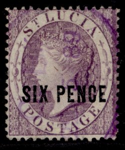 ST. LUCIA QV SG28, 6d violet, USED.