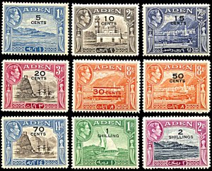 Aden 36-44, VLH, New Currency Surcharges short set