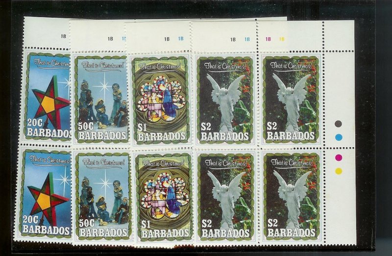 BARBADOS Sc#791-794 Complete Mint Never Hinged PLATE BLOCK Set