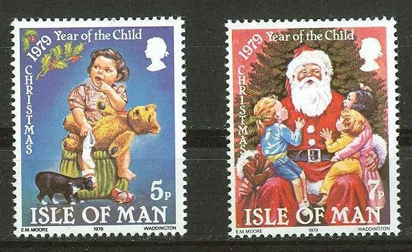 Great Britain-Isle Man # 156-57 Child Year / Santa (2) Mint NH