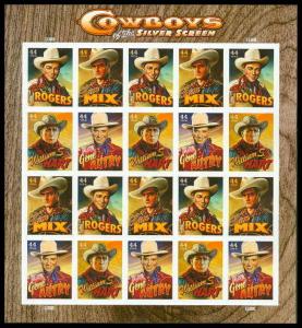 US #4446-4449 44¢ Silver Screen Cowboys, Sheet of 20, 2009 