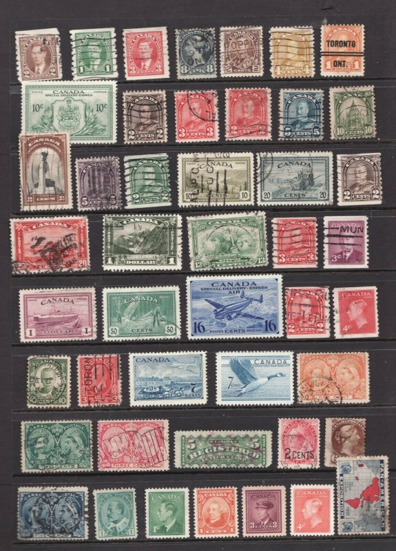 95 Used Canadian stamps -  Good selection from 1880's to 1950's  superfleas 