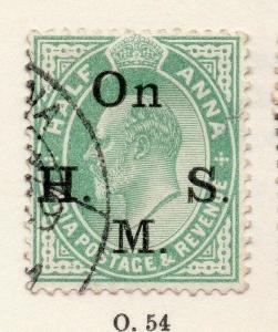 India 1900s Ed VII Service Issue Fine Used 1/2a. Optd HMS 159124