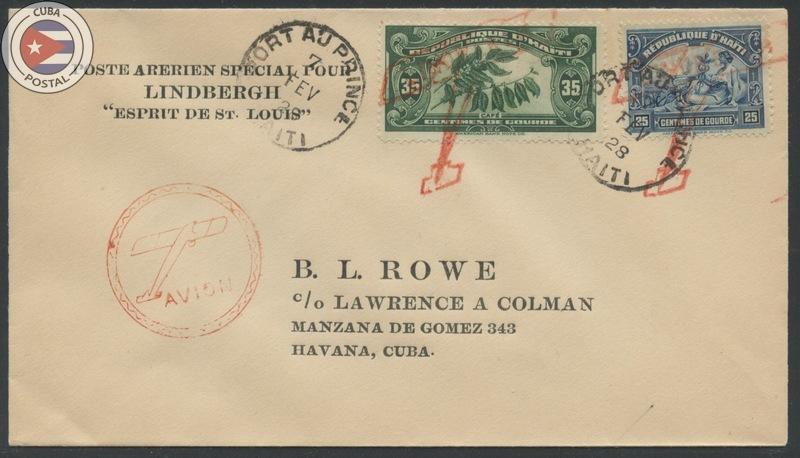 Cuba 1928 First Flight Cover Haiti - Havana | Lindbergh | Edifil C4A | CU8120