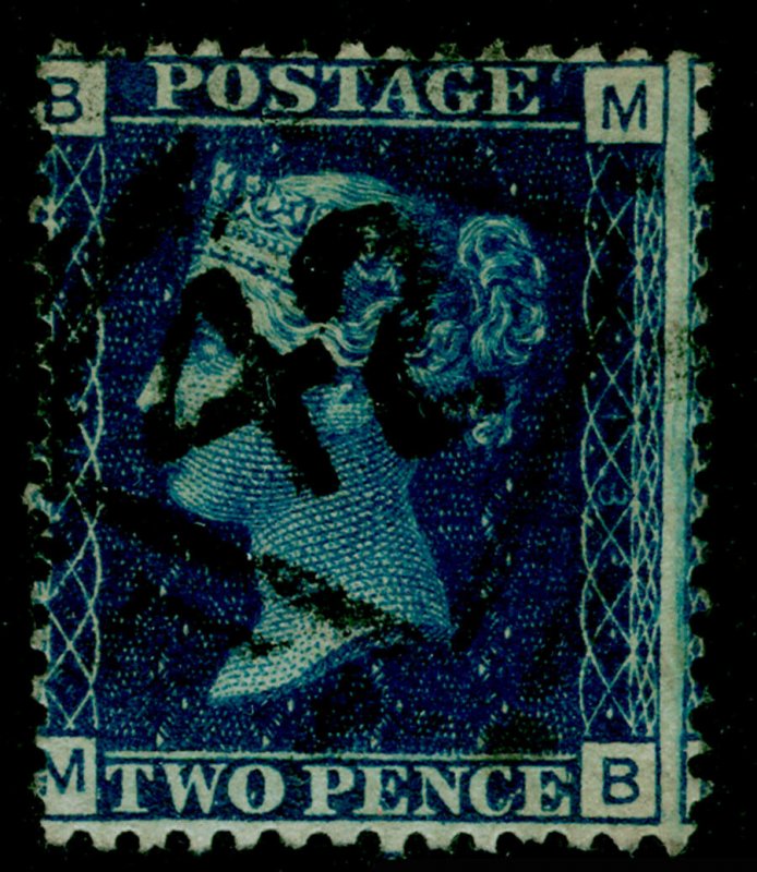 SG47, 2d dp blue plate 13, USED. Cat £30. MB