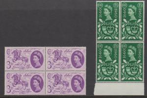 Great Britain 1960 Post Office Isse Set Sc#375-376 Blocks of 4 Mint & MNH